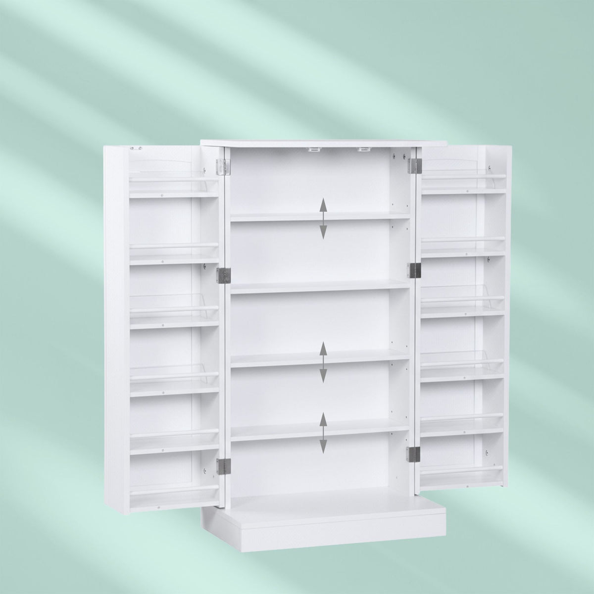 Pantry Cupboard with Adjustable Shelves and Door Rack