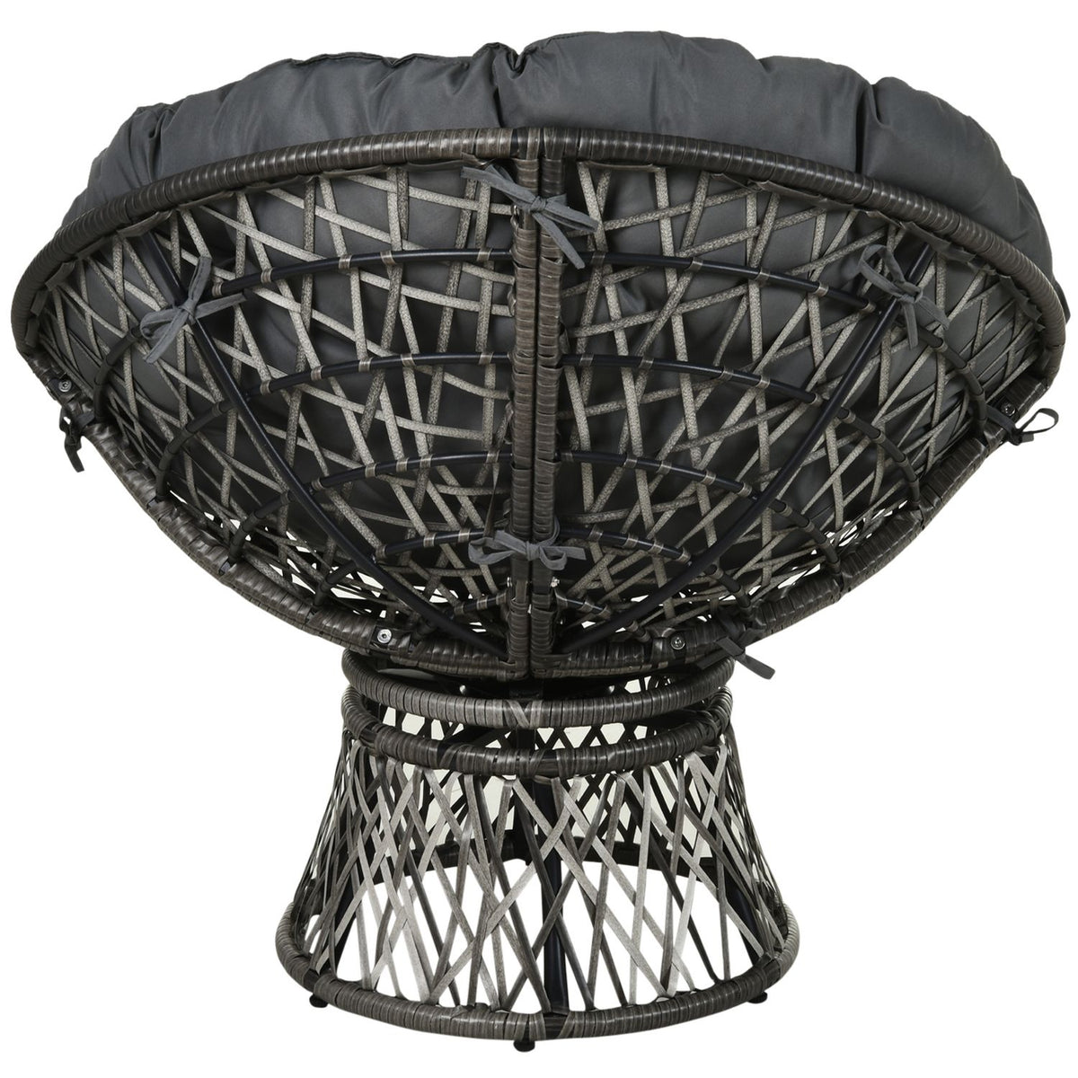 Papasan chair wicker chair with upholstery 360 degree rattan gray W87 x D97 x H86 cm