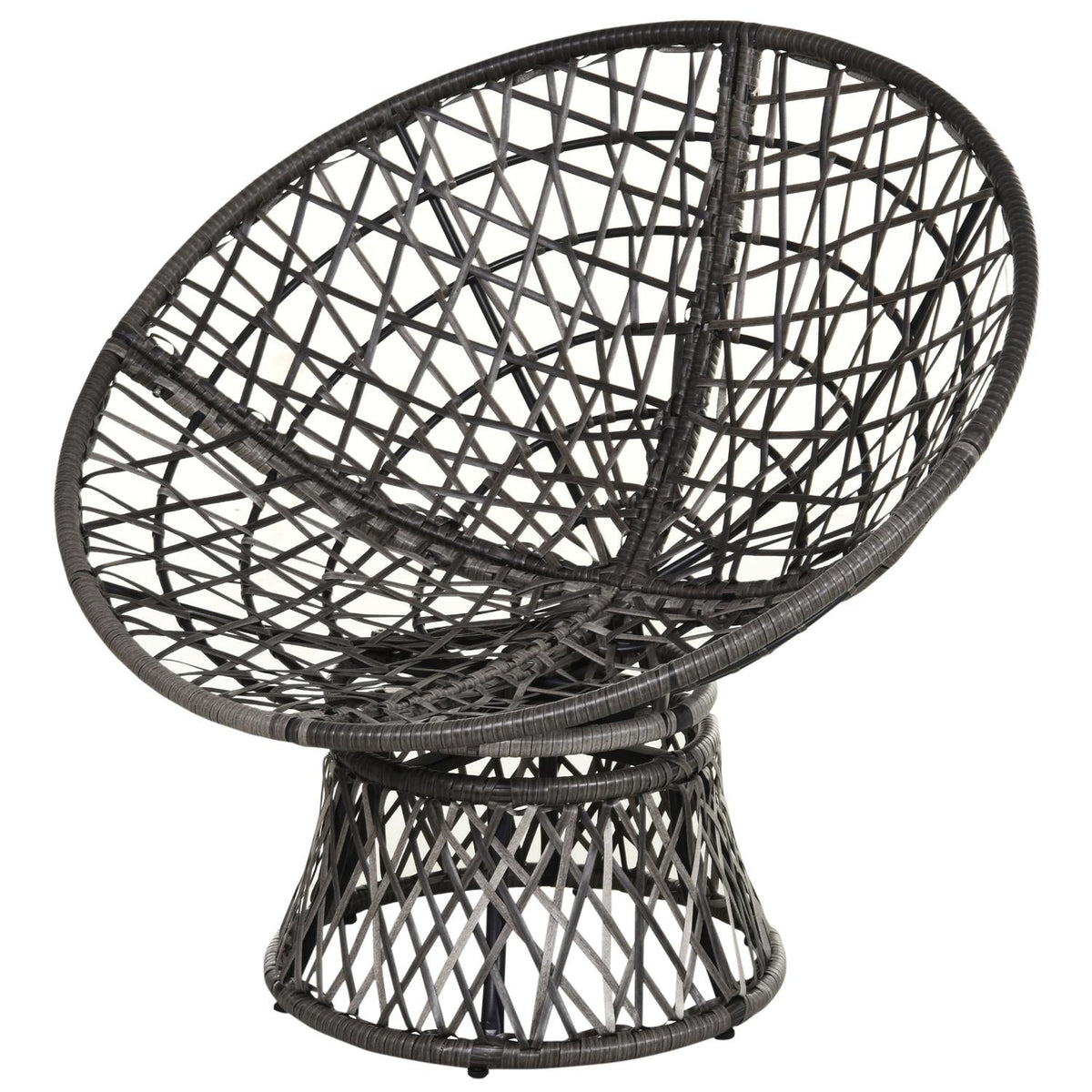 Papasan chair wicker chair with upholstery 360 degree rattan gray W87 x D97 x H86 cm