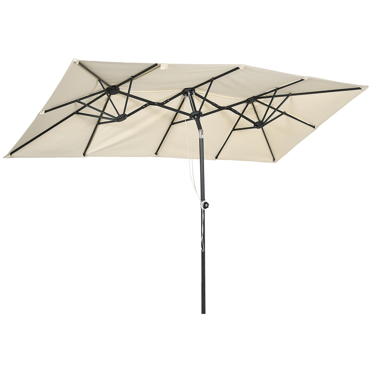 Parasol, 150 x 295cm Garden Umbrella, Double Parasol with Adjustable Tilt Angle, Market Umbrella for Patio, Polyester, Cream |
