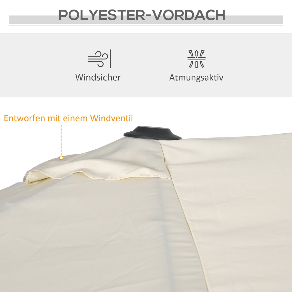 Parasol, 150 x 295cm Garden Umbrella, Double Parasol with Adjustable Tilt Angle, Market Umbrella for Patio, Polyester, Cream |