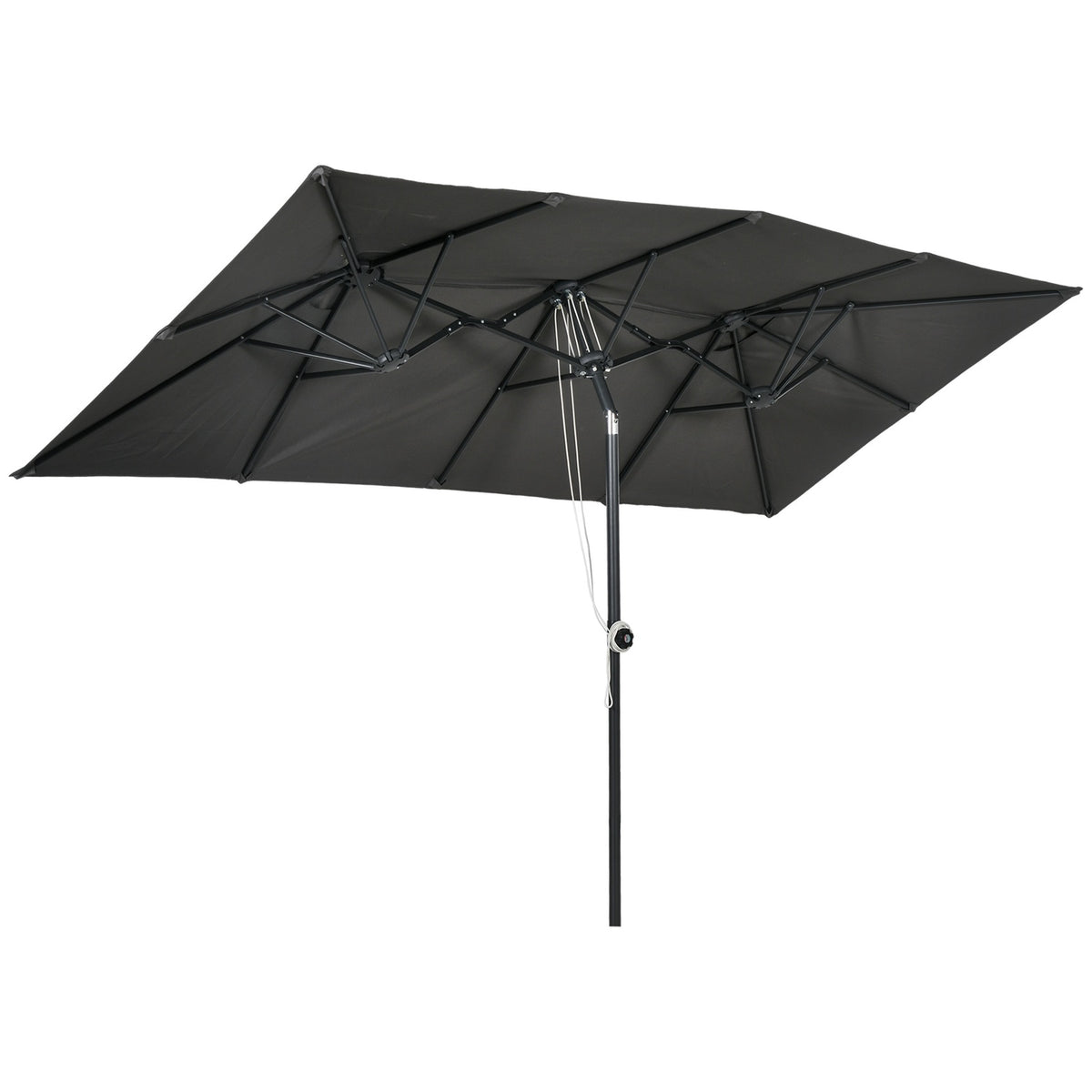 Parasol, 150 x 295cm Garden Umbrella, Double Parasol with Adjustable Tilt Angle, Market Umbrella for Patio, Polyester, Grey