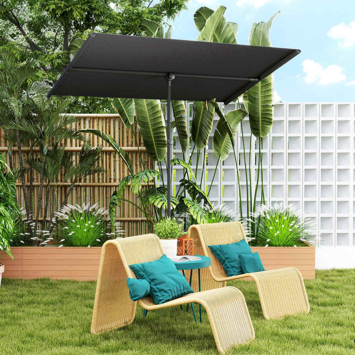 Parasol 180 Degree Rotatable Height Adjustable Garden Umbrella with Aluminum Pole Market Umbrella Sun Protection Umbrella Cantilever Parasol Balcony Umbrella Parasol for Balcony 150 x 205 cm Dark Gray