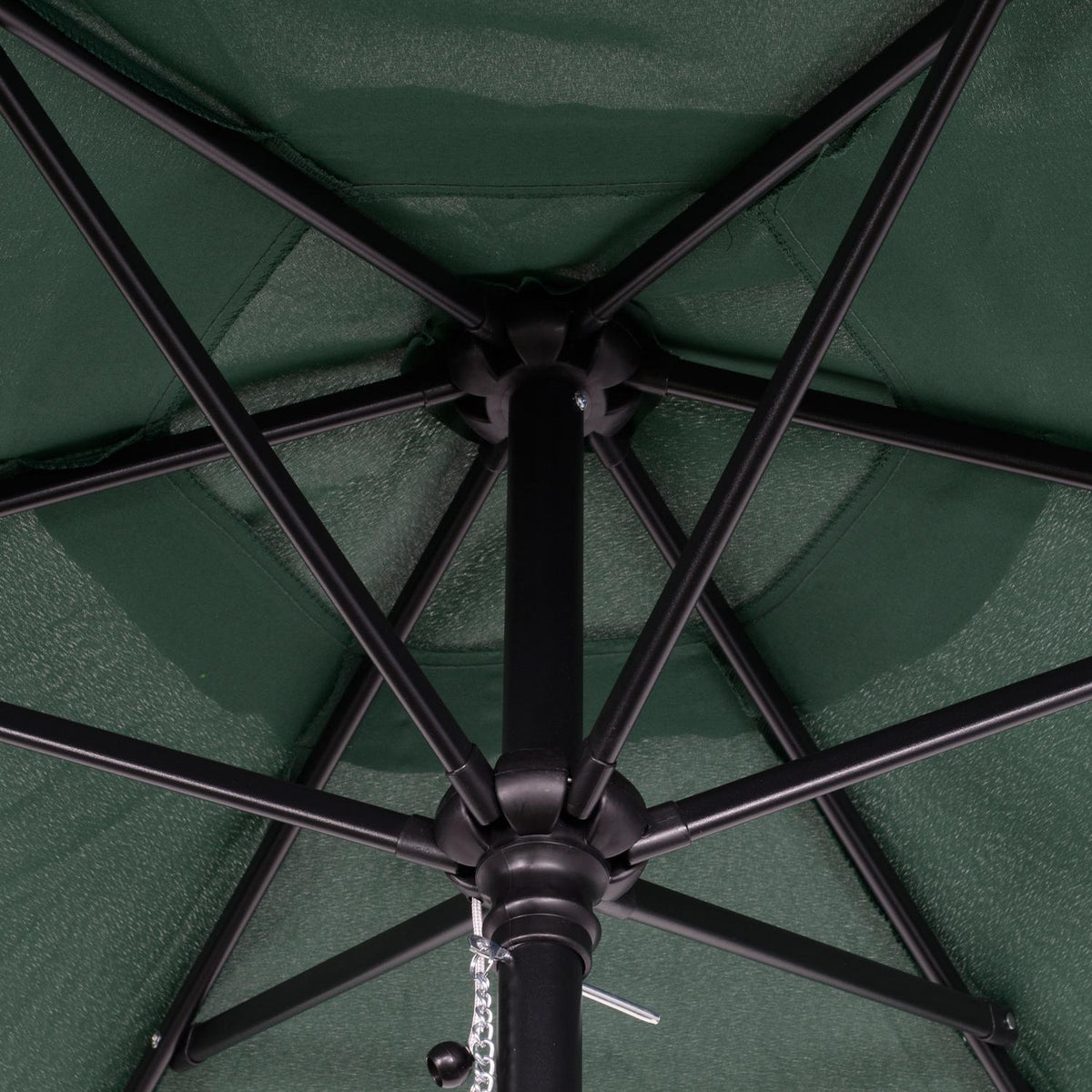Parasol Ø196 cm, parasol with folding function, hexagonal balcony umbrella, beach umbrella, windproof, stable market umbrella, crank umbrella, sun protection for beach, balcony, garden, green