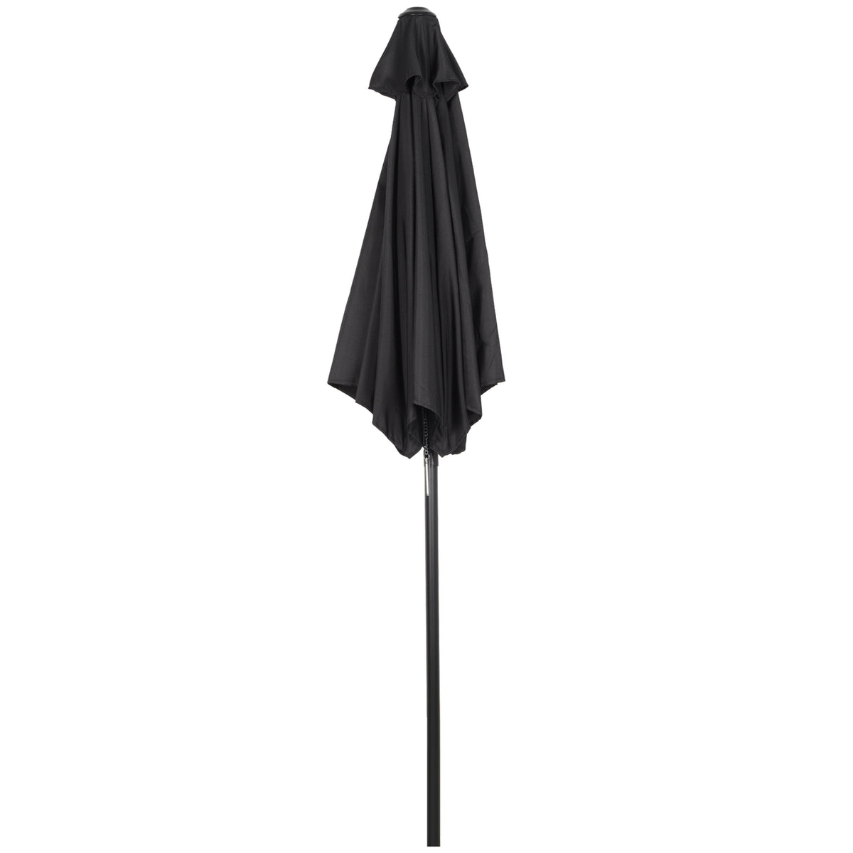 Parasol Ø196 cm, rotating parasol with folding function, hexagonal balcony umbrella, beach umbrella, windproof, stable market umbrella, crank umbrella, sun protection for beach, balcony, garden, black