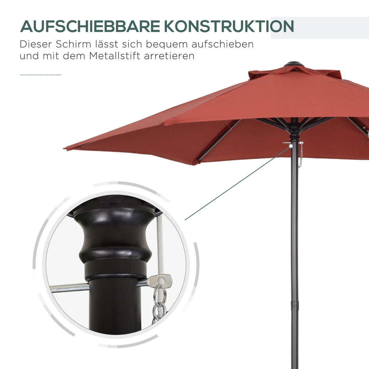 Parasol Ø196 cm, rotating parasol with folding function, hexagonal balcony umbrella, beach umbrella, windproof, stable market umbrella, crank umbrella, sun protection for beach, balcony, garden, wine red