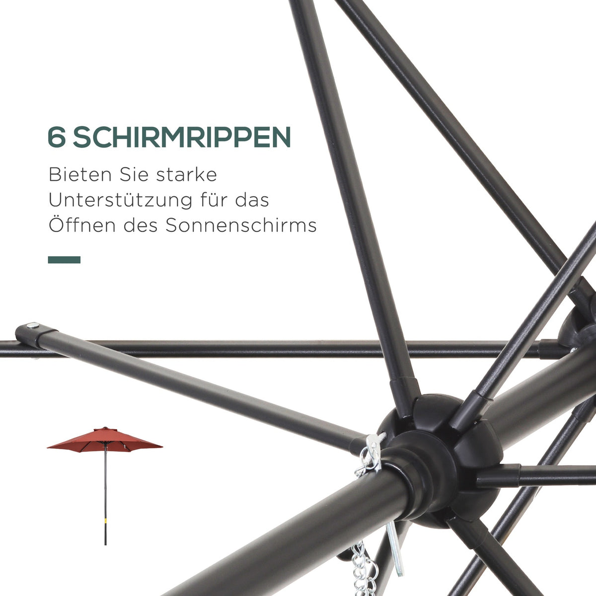 Parasol Ø196 cm, rotating parasol with folding function, hexagonal balcony umbrella, beach umbrella, windproof, stable market umbrella, crank umbrella, sun protection for beach, balcony, garden, wine red