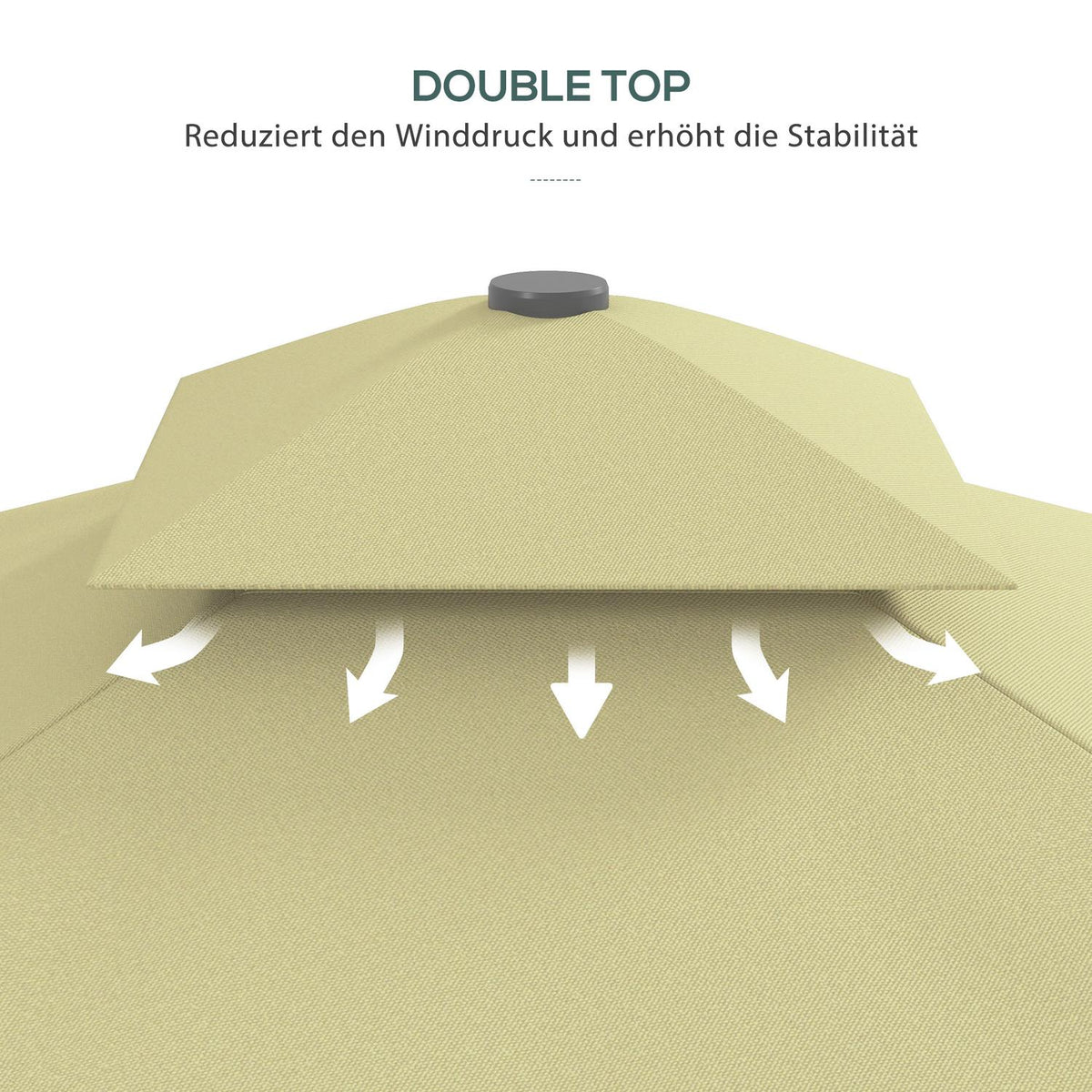 Parasol 243X243Cm Balcony Umbrella With Uv Protection, Cantilever Umbrella With Double Roof & Cross Base, Ruffles, 4 Struts, Metal