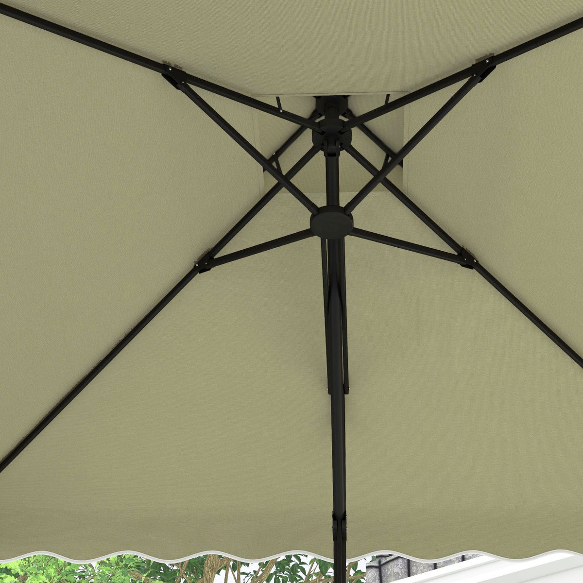 Parasol 243X243Cm Balcony Umbrella With Uv Protection, Cantilever Umbrella With Double Roof & Cross Base, Ruffles, 4 Struts, Metal