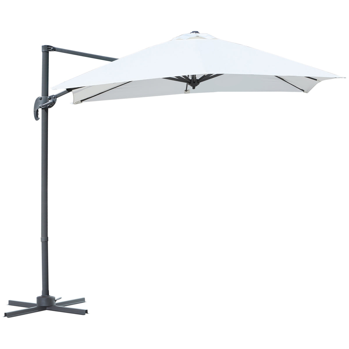 Parasol 245X245Cm Crank Umbrella Cantilever Umbrella With Adjustable Tilt Angle, Aluminum, Cream