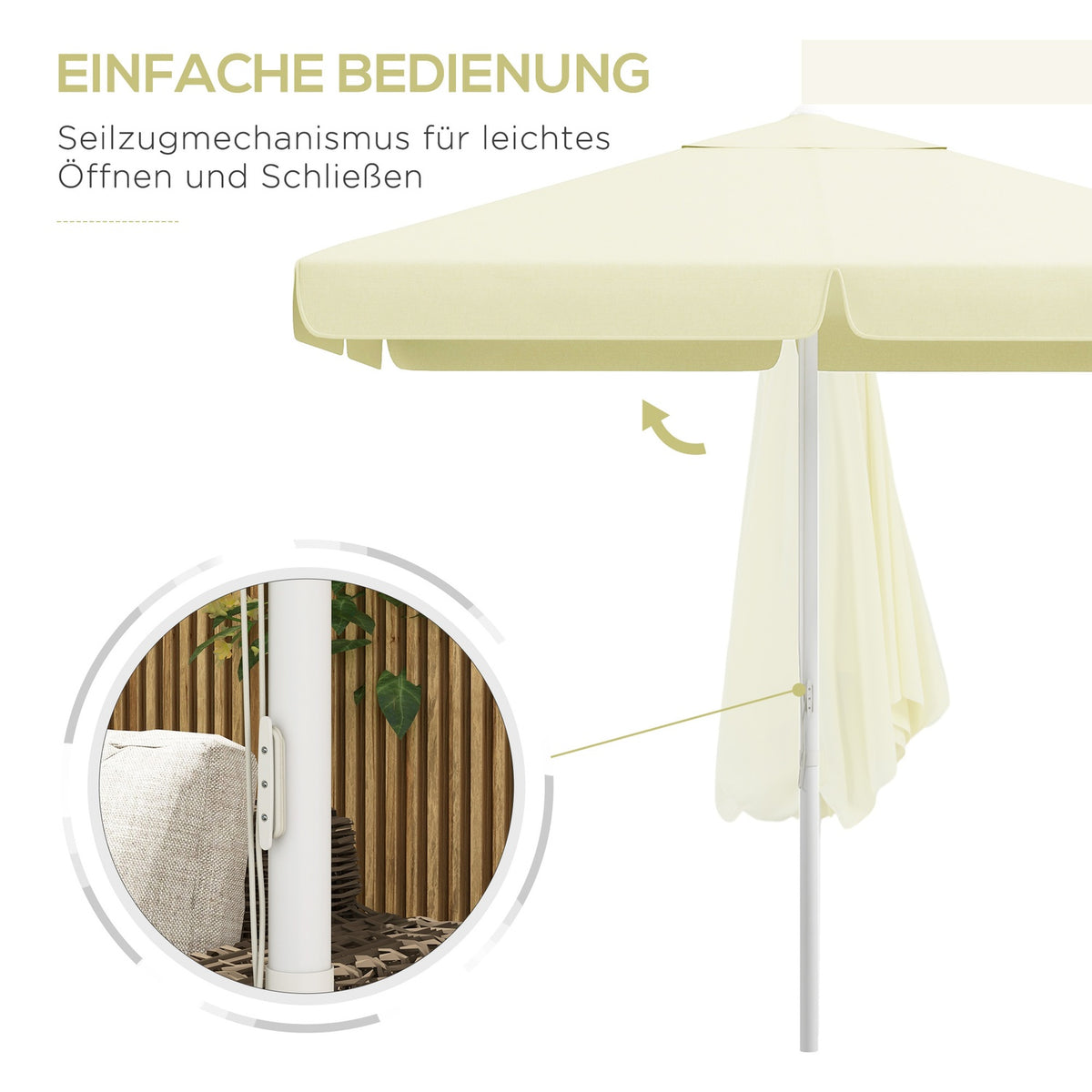 Parasol 2.5X2.5M Height-Adjustable Balcony Umbrella, Patio Umbrella, Beach Umbrella With Aluminum Frame, Beige
