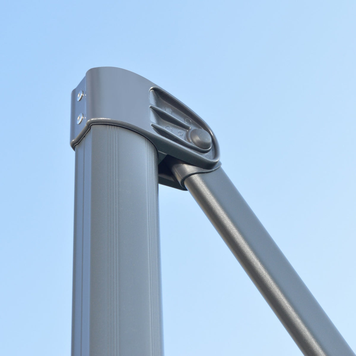 Parasol 294X294Cm Rotating Cantilever Umbrella With Umbrella Stand, Crank, Aluminum, For Garden/Balcony, Grey