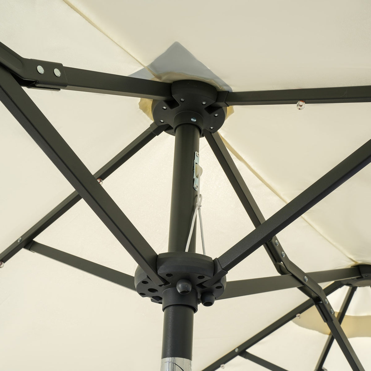 Parasol, 295 X 219Cm Double Parasol, Garden Umbrella With Led, Market Umbrella With Adjustable Tilt Angle, Polyester, Steel, Beige