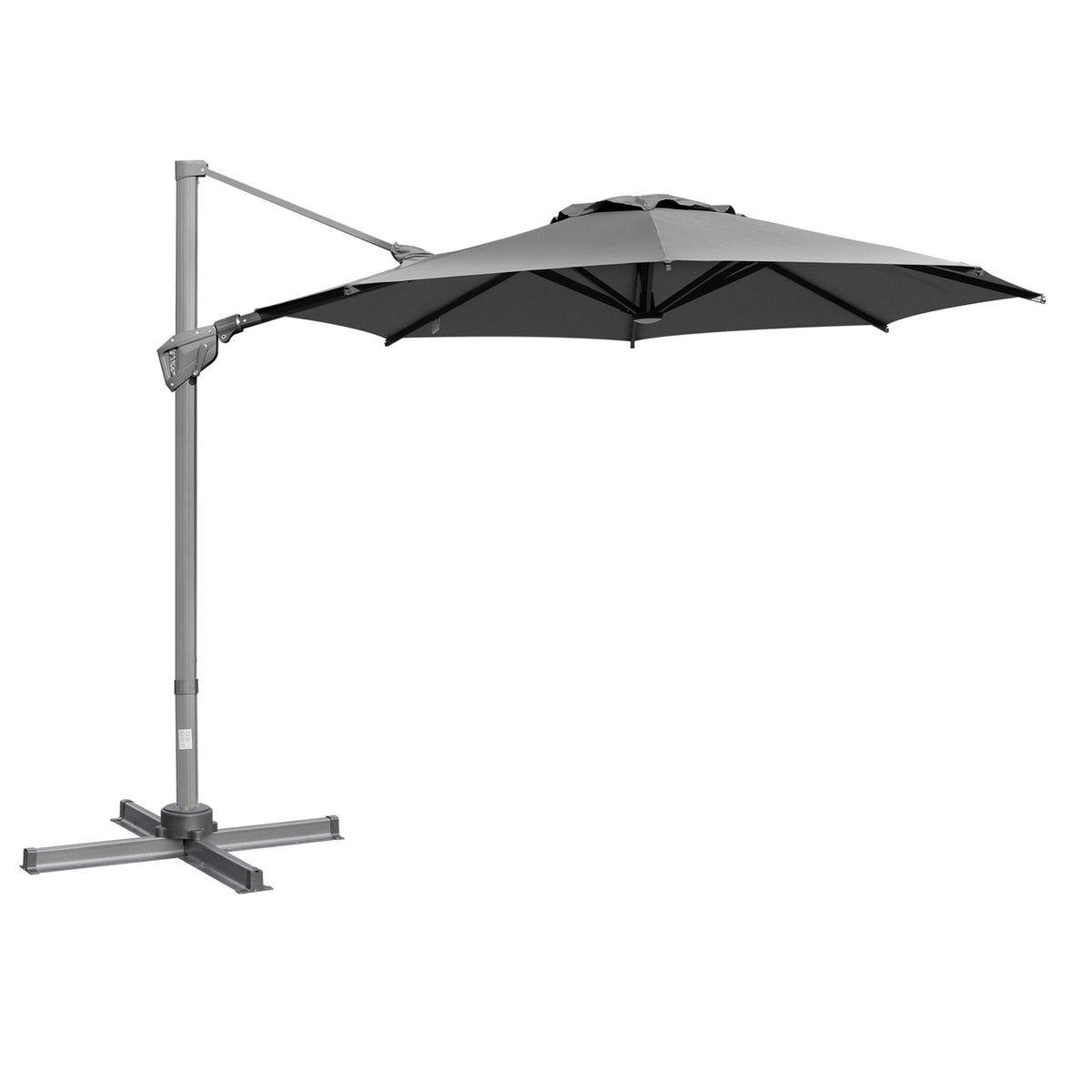 Parasol Ø300 Cm Crank Umbrella Cantilever Umbrella With Crank Device Sun Protection Aluminum Roma Umbrella Tilt Angle Adjustable Dark Gray