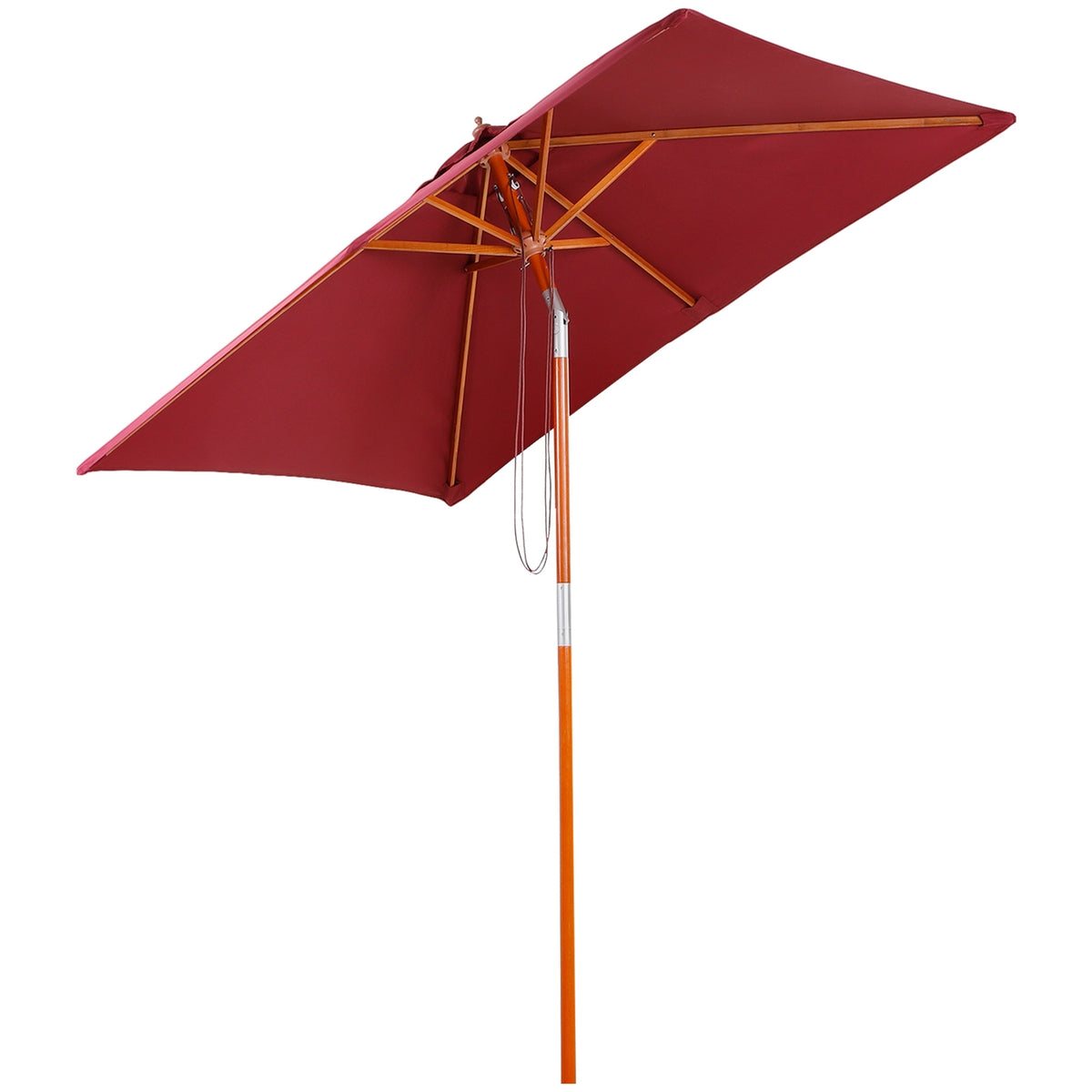 Parasol Balcony Cantilever Umbrella Made Of Fir Wood, Adjustable To 3 Levels, Wine Red, 200X150X230Cm