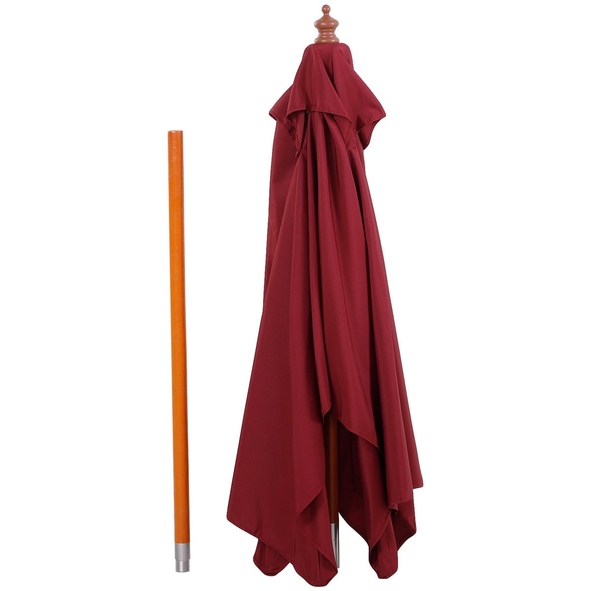 Parasol Balcony Cantilever Umbrella Made Of Fir Wood, Adjustable To 3 Levels, Wine Red, 200X150X230Cm