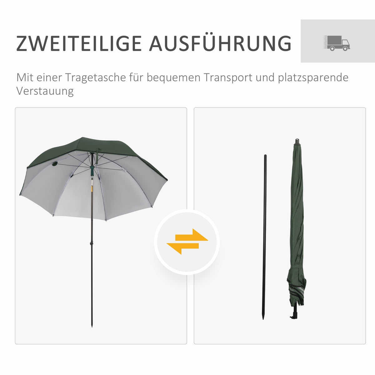 Parasol Beach 2.2 M Fishing Umbrella With Side Wall Beach Umbrella Umbrella Tent Sun Protection Polyester Green