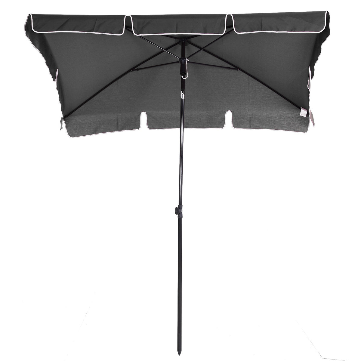 Parasol Beach Umbrella With Uv Protection, Foldable For Garden & Balcony, Gray & Black