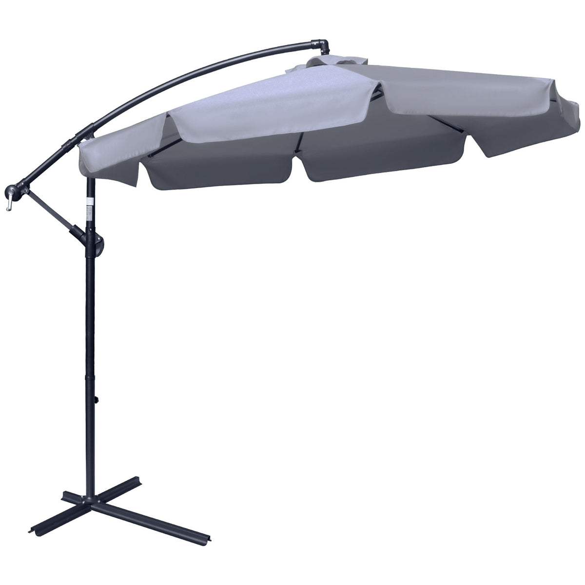 Parasol Cantilever Umbrella With Hand Crank Ruffles Ø2.65 X 2.65H M Garden Umbrella Sun Protection Garden Balcony Dark Gray