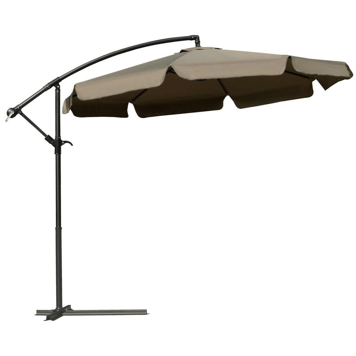 Parasol Cantilever Umbrella With Hand Crank Ruffles Diameter 2.65 X 2.65 H M Garden Umbrella Sun Protection Garden Balcony Coffee