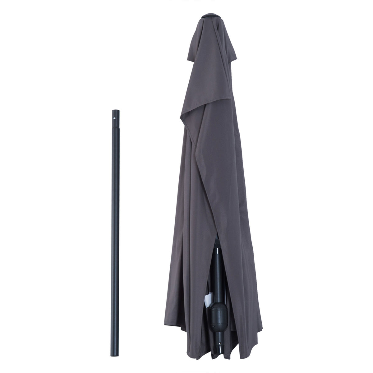 Parasol Crank Umbrella Garden Umbrella Market Umbrella Metal Half Round Gray + Black