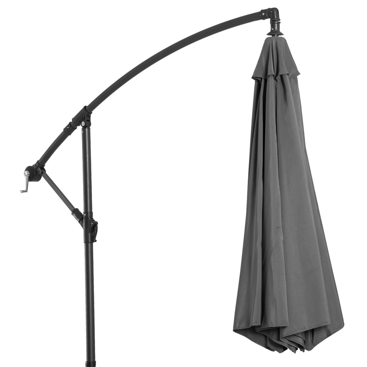 Parasol Crank Umbrella With Steel Frame & Polyester Fabric, Gray, Ø2.95X2.45M