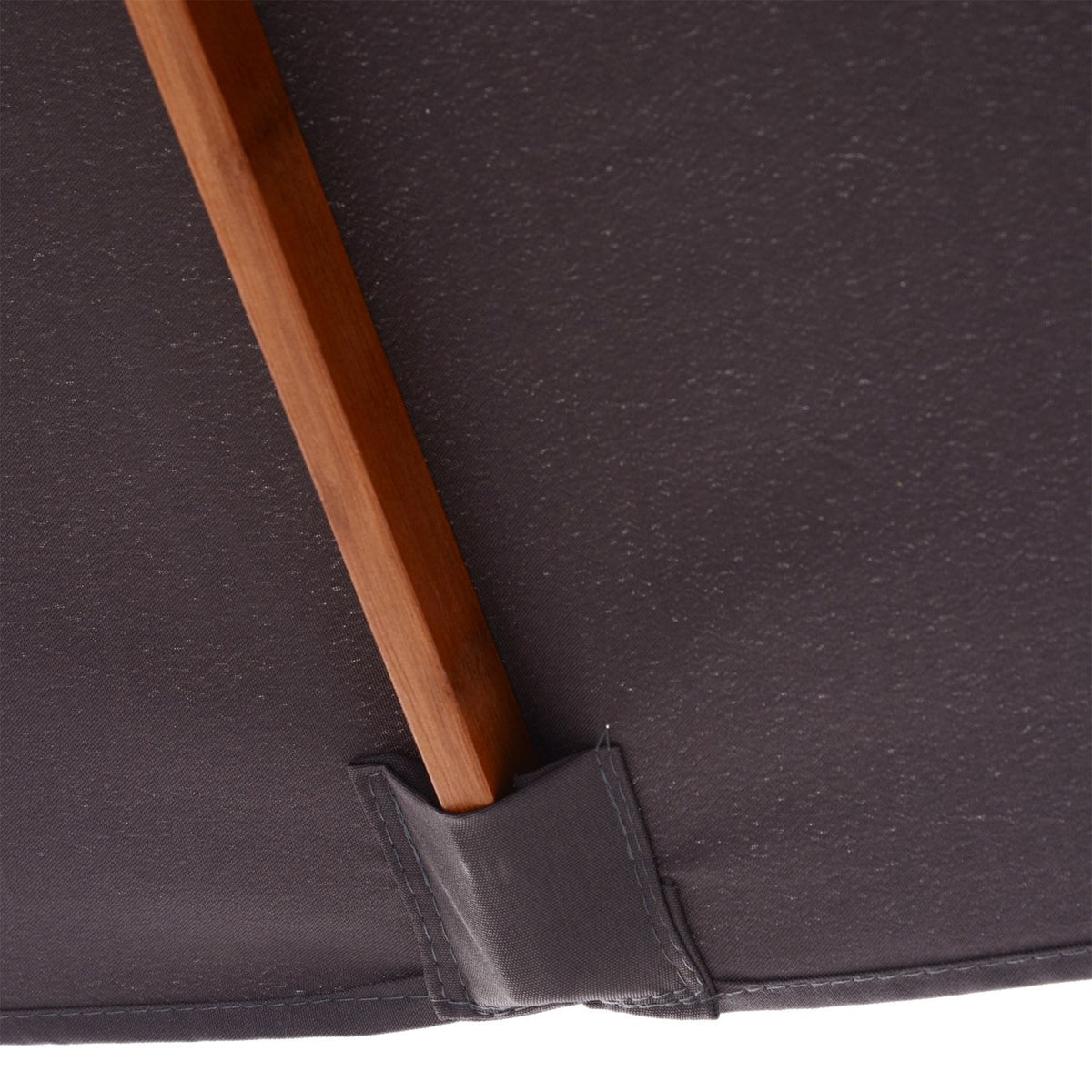 Parasol Foldable Garden Umbrella Made Of Fir Wood, Adjustable To 3 Levels, Dark Gray, 200X150X230Cm