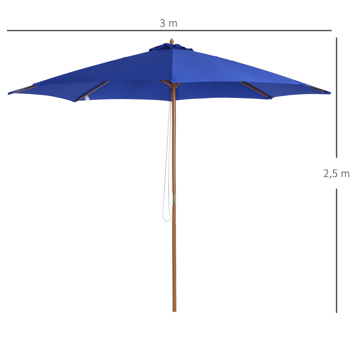 Parasol For Balcony 300 Cm Cantilever Parasol Made Of Wood Garden Umbrella Balcony Umbrella Bamboo Blue