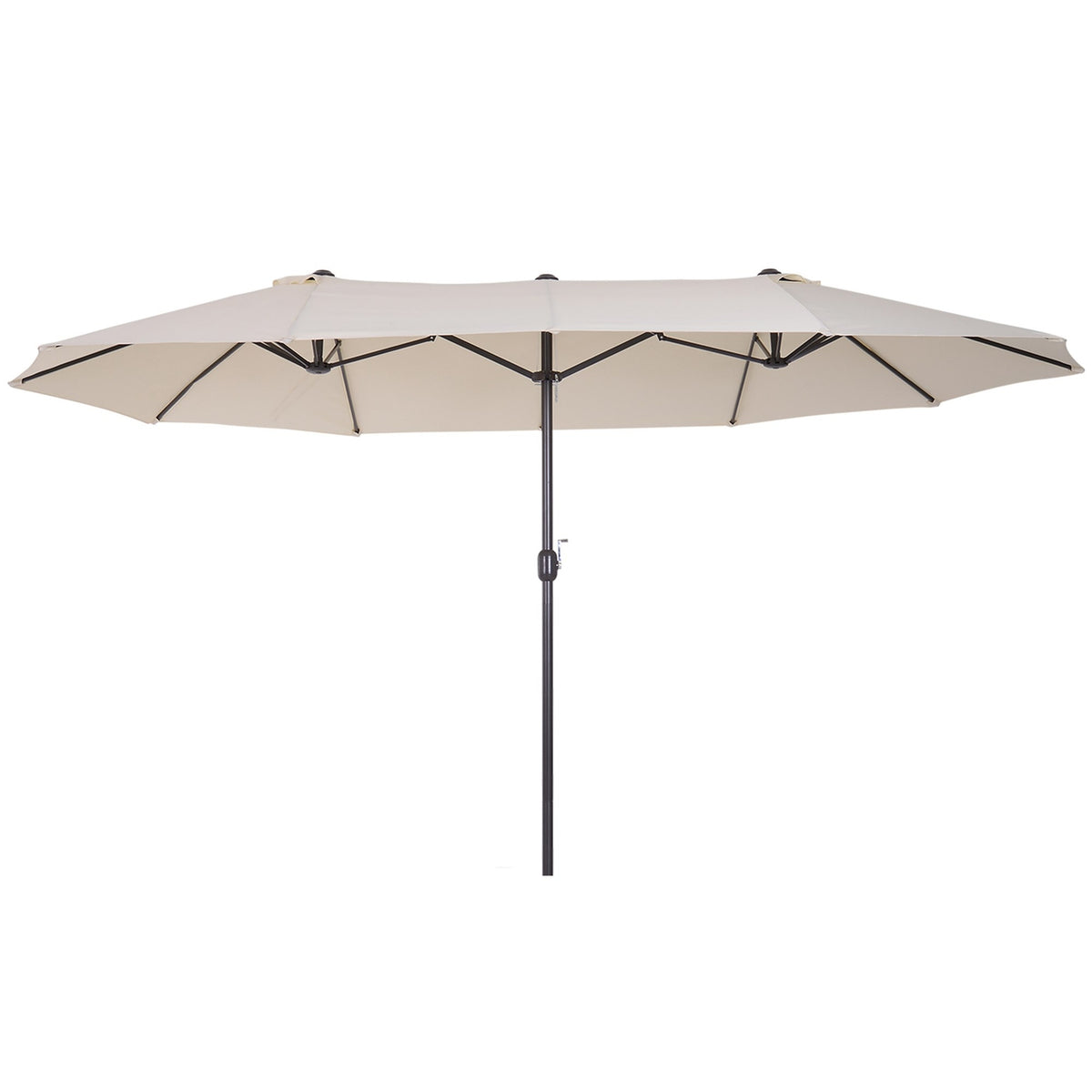 Parasol Garden Umbrella Market Umbrella Double Parasol Patio Umbrella With Hand Crank Beige Oval 455 X 270 X 240 Cm
