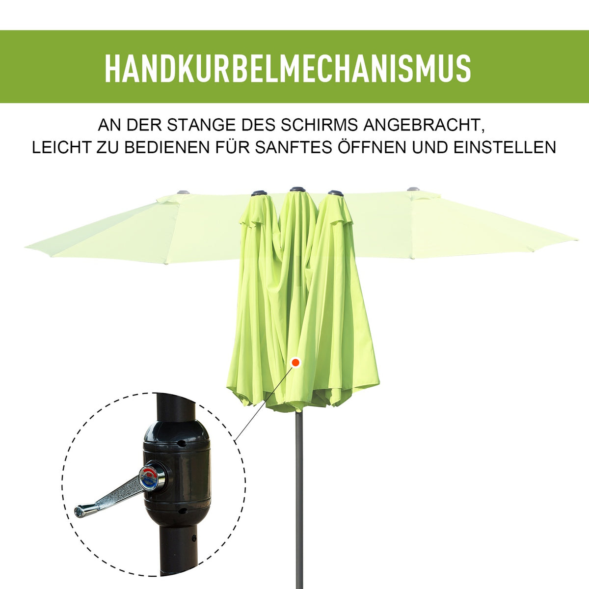 Parasol Garden Umbrella Market Umbrella Double Parasol Patio Umbrella With Hand Crank Green Oval 460 X 270 X 240 Cm