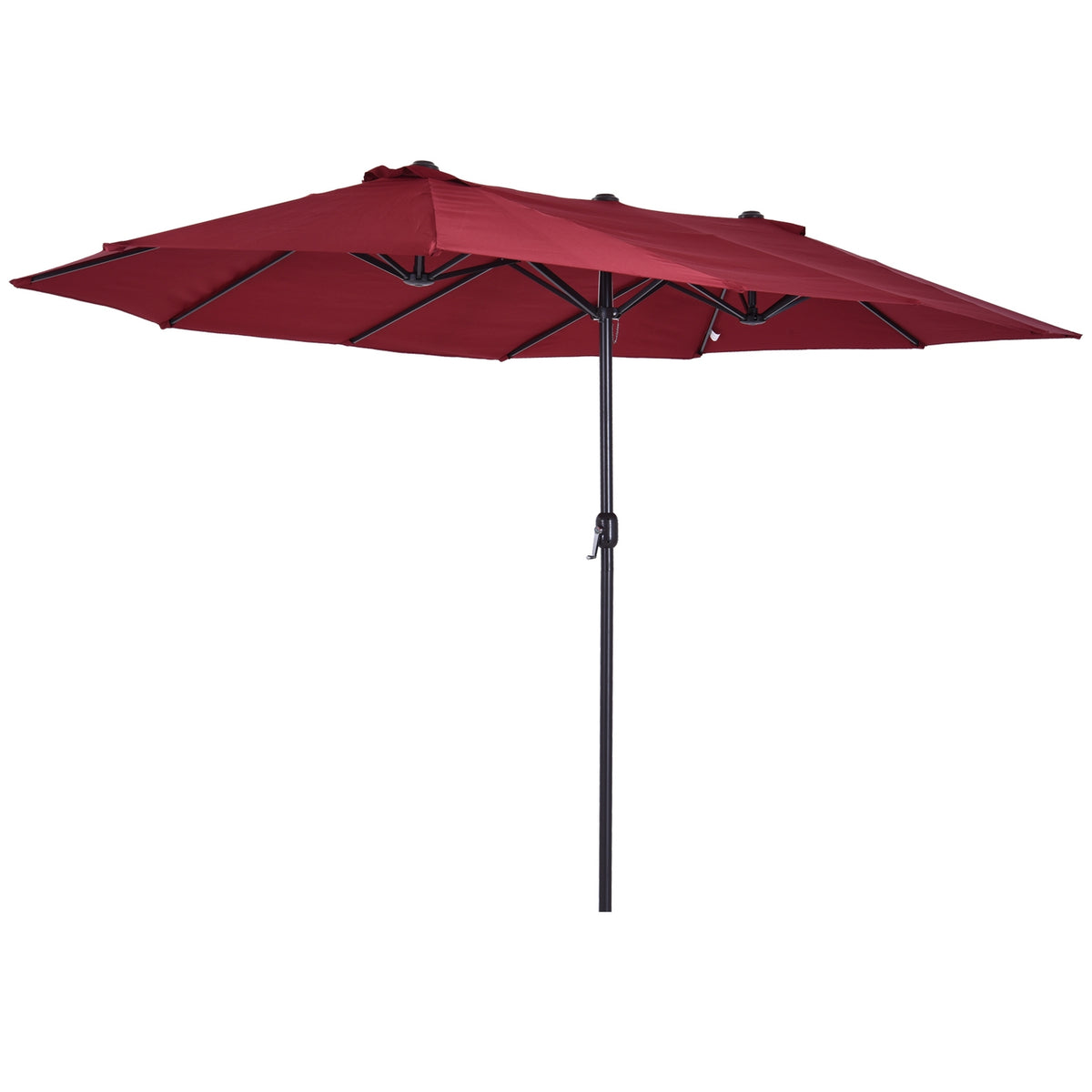 Parasol Garden Umbrella Market Umbrella Double Parasol Patio Umbrella With Hand Crank Wine Red Oval 460 X 270 X 240 Cm
