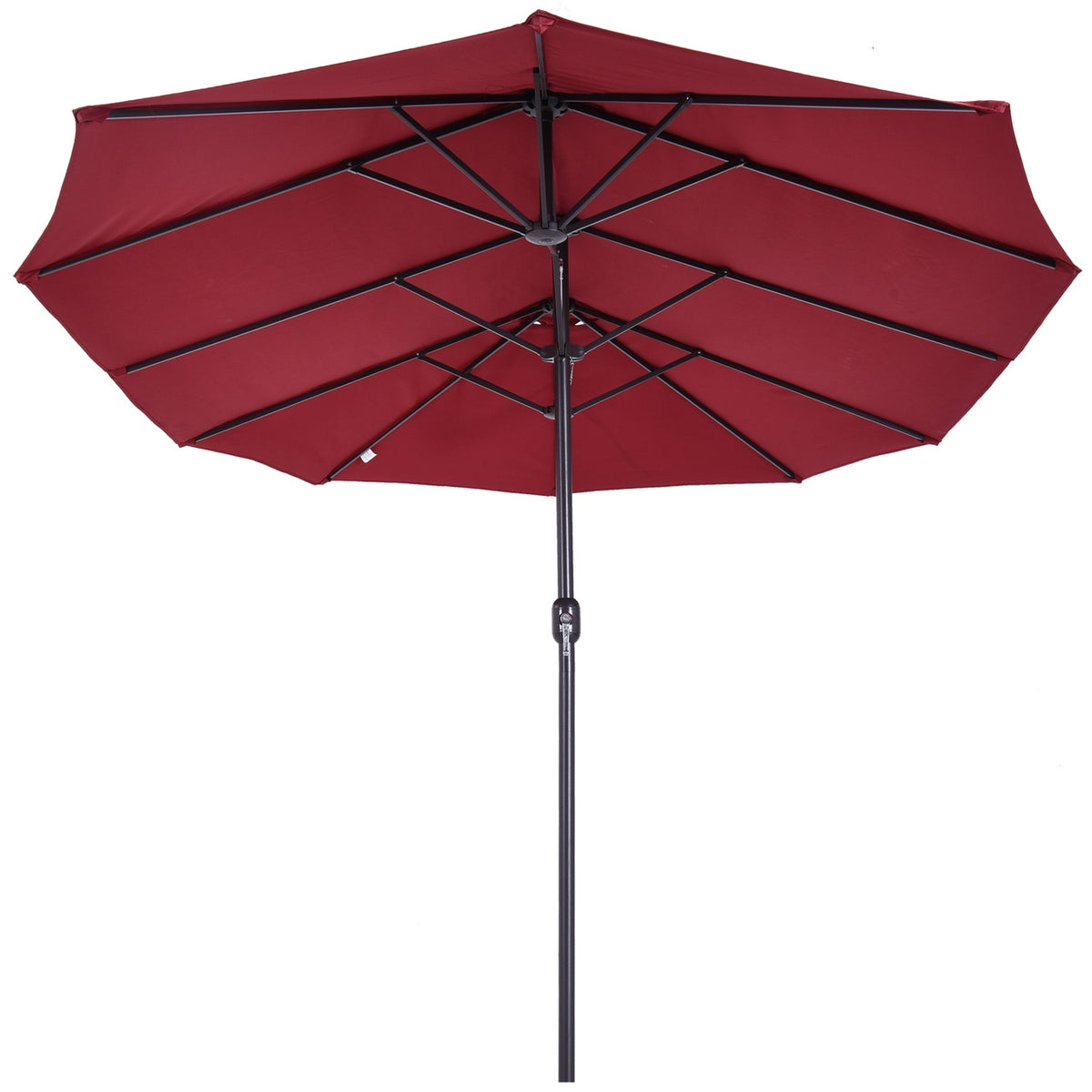 Parasol Garden Umbrella Market Umbrella Double Parasol Patio Umbrella With Hand Crank Wine Red Oval 460 X 270 X 240 Cm