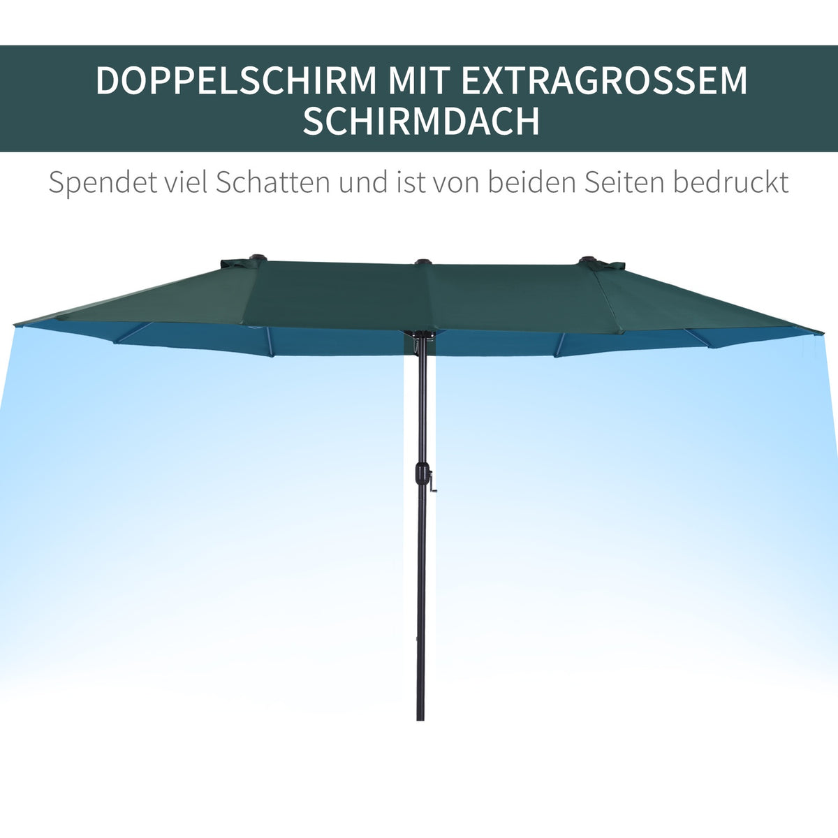 Parasol Garden Umbrella Market Umbrella Double Parasol Patio Umbrella With Umbrella Stand Hand Crank Dark Green Oval 460 X 270 X 240 Cm
