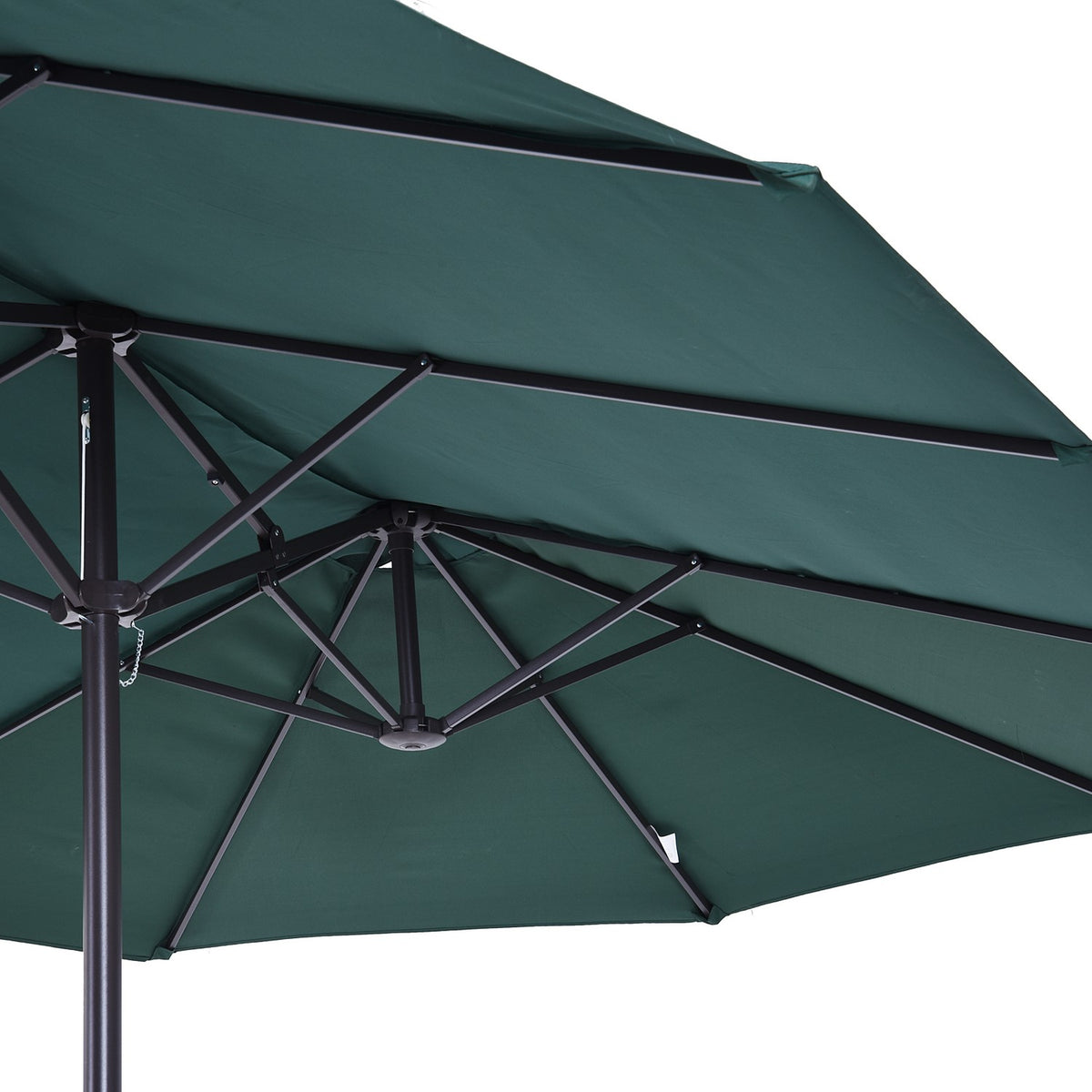 Parasol Garden Umbrella Market Umbrella Double Parasol Patio Umbrella With Umbrella Stand Hand Crank Dark Green Oval 460 X 270 X 240 Cm