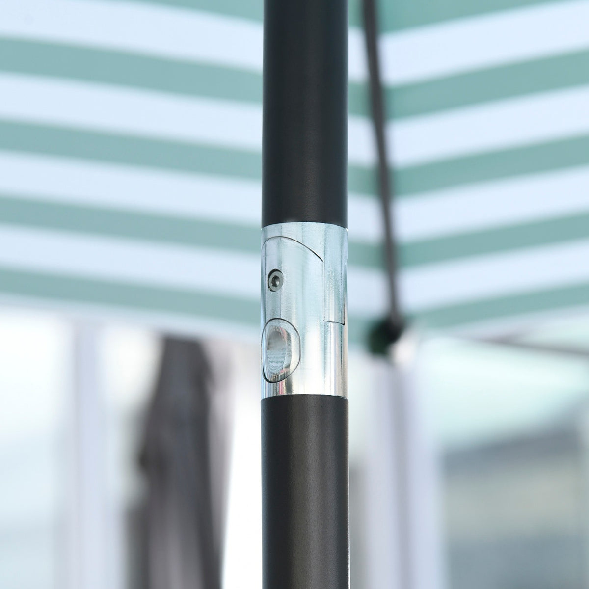 Parasol Garden Umbrella Patio Umbrella Frame Steel Outdoor Green Stripe Ø230 X 216 Cm