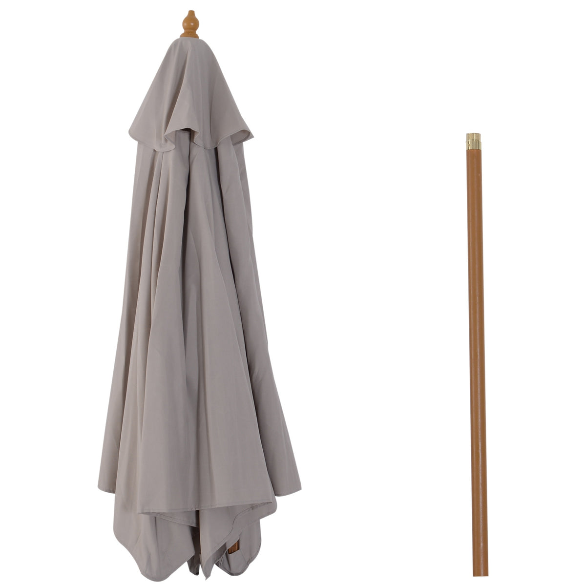 Parasol Garden Umbrella With 3-Tier Sun Protection, Bamboo & 180/㎡ Polyester, Gray, Ø2.5 X 2.3 M