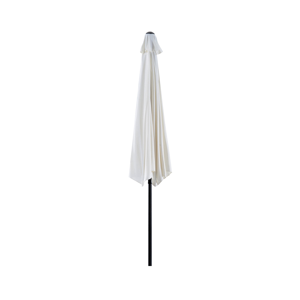 Parasol Half Round Crank Umbrella, Metal, Cream White + Black