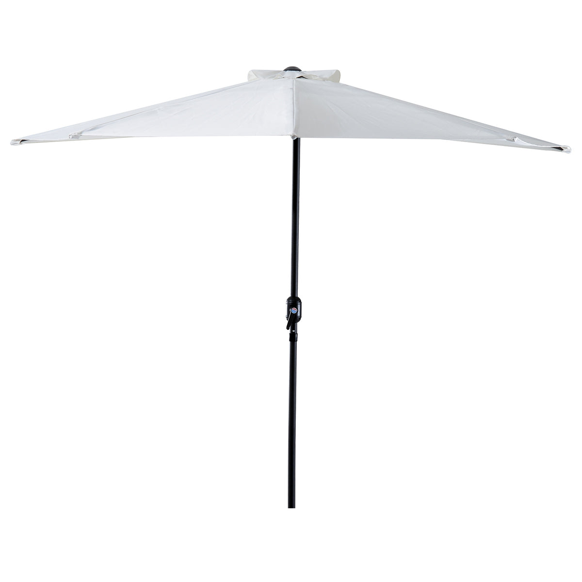 Parasol Half Round Crank Umbrella, Metal, Cream White + Black