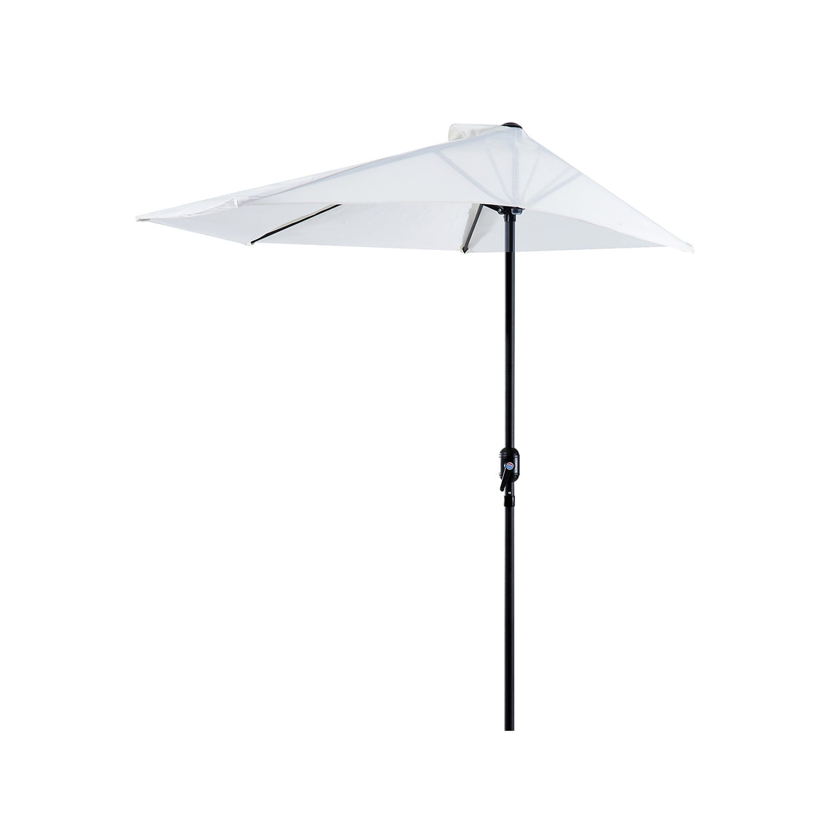 Parasol Half Round Crank Umbrella, Metal, Cream White + Black