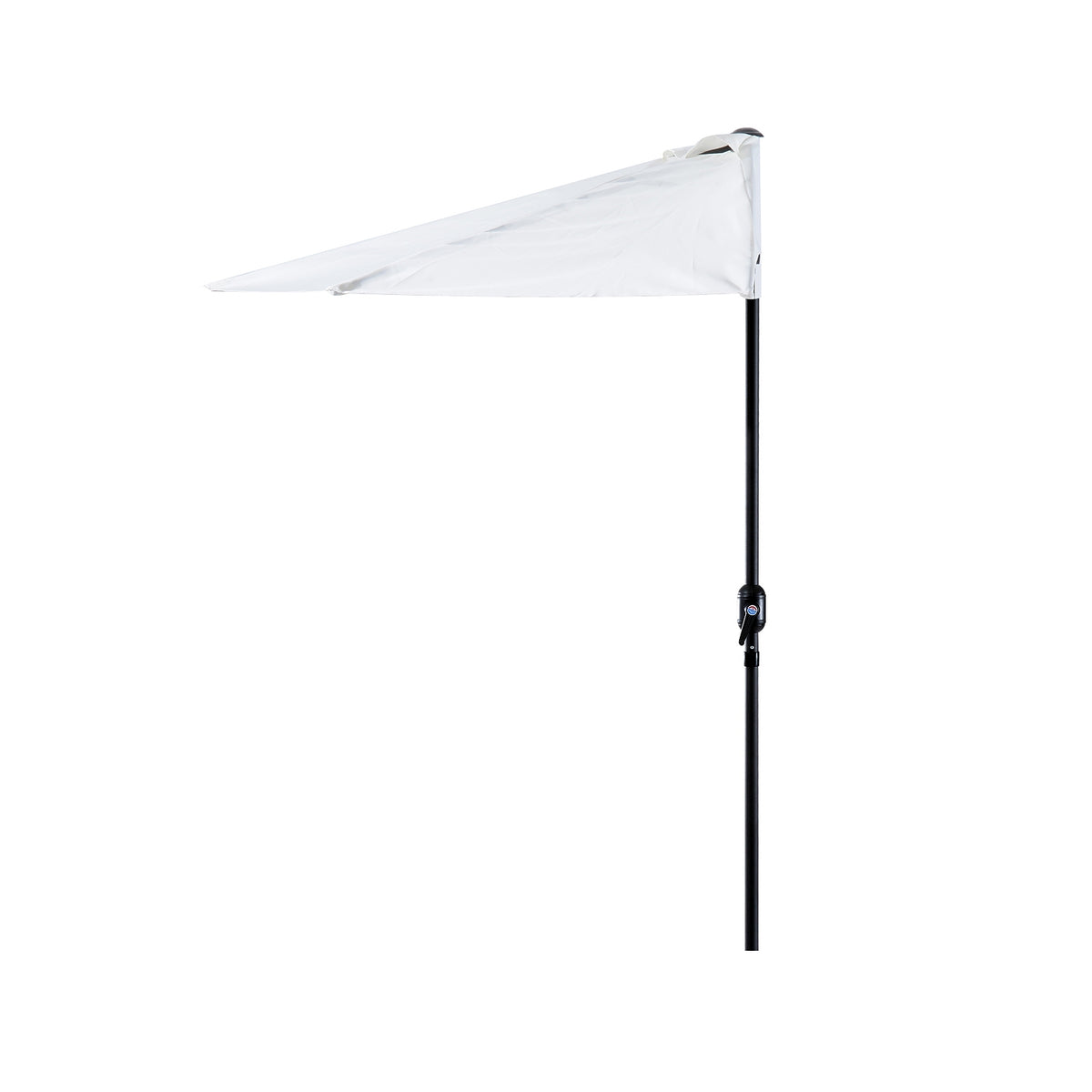 Parasol Half Round Crank Umbrella, Metal, Cream White + Black