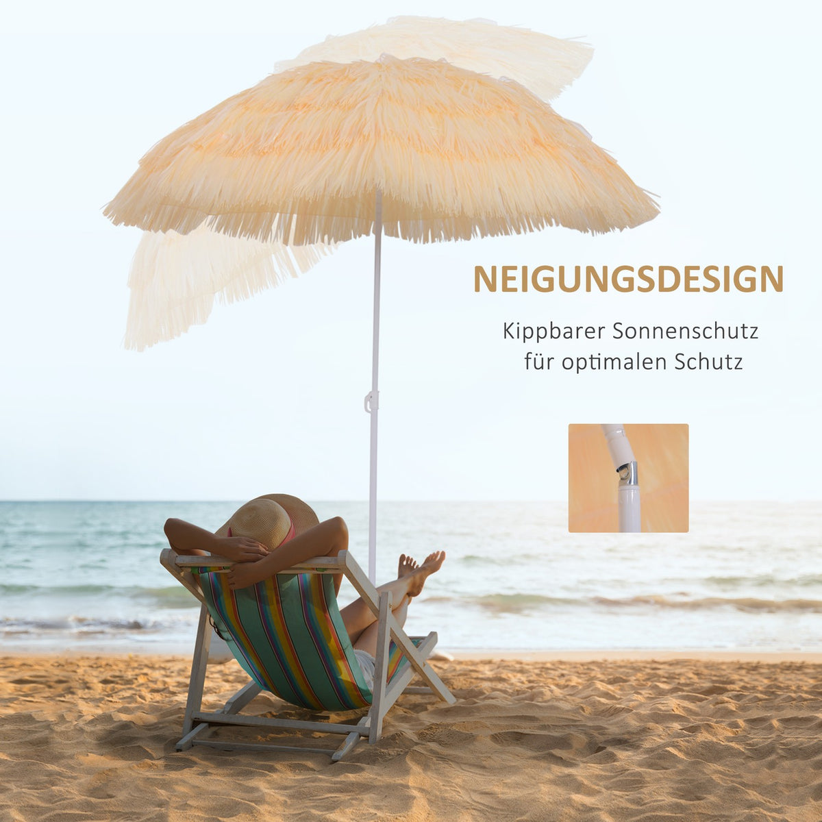 Parasol Hawaiian Umbrella Beach Umbrella Party Umbrella Garden Umbrella In Various Colors 4 Models (Hawaiian Umbrella/Ø160Cm/Beige)