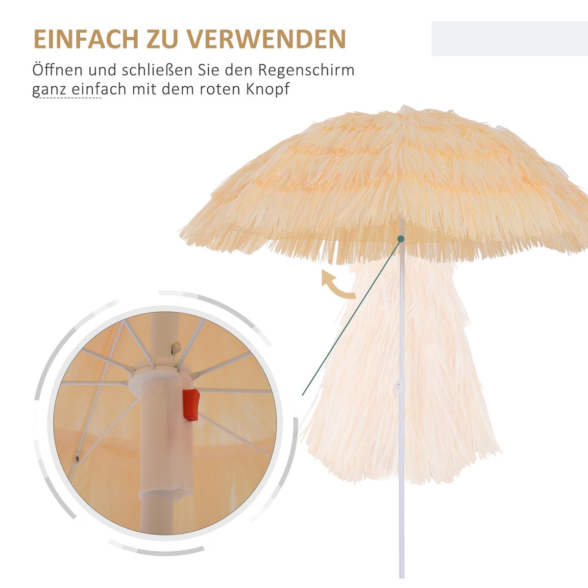 Parasol Hawaiian Umbrella Beach Umbrella Party Umbrella Garden Umbrella In Various Colors 4 Models (Hawaiian Umbrella/Ø160Cm/Beige)