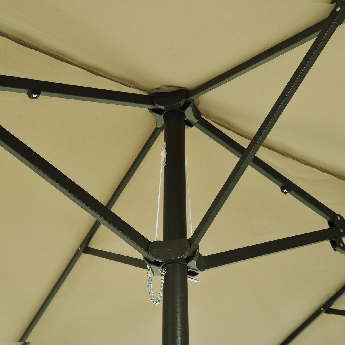 Parasol Market Umbrella Double Parasol With Hand Crank Light Coffee Oval 460 X 270 X 240 Cm