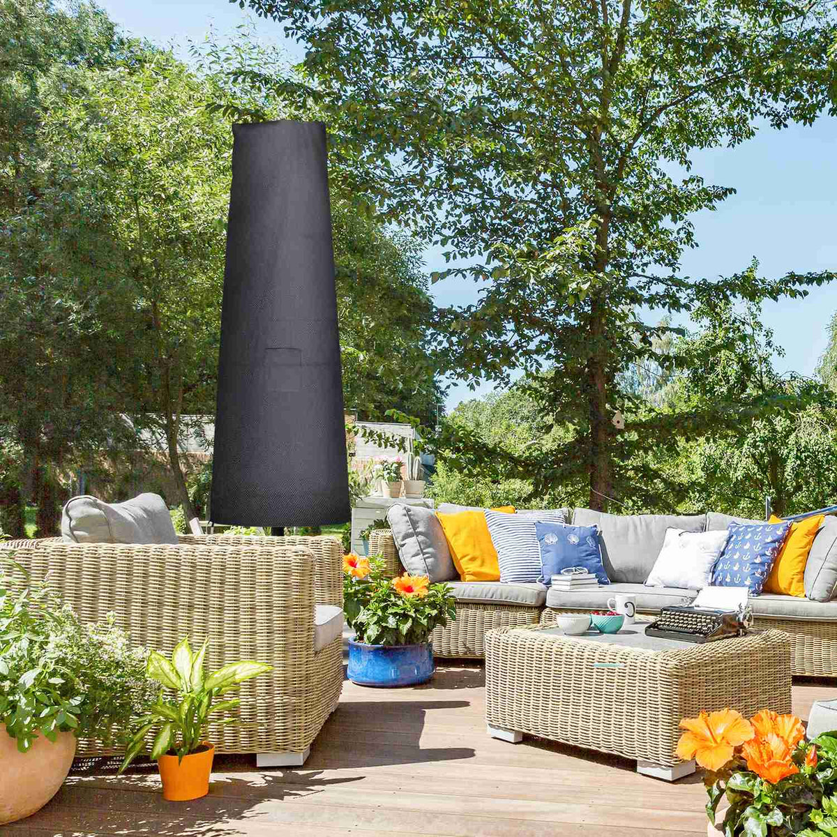 Parasol Protective Cover For Parasols Up To Ø400 Cm Cover Umbrella Protection Hood With Zip, Pocket Rod Oxford Fabric Black