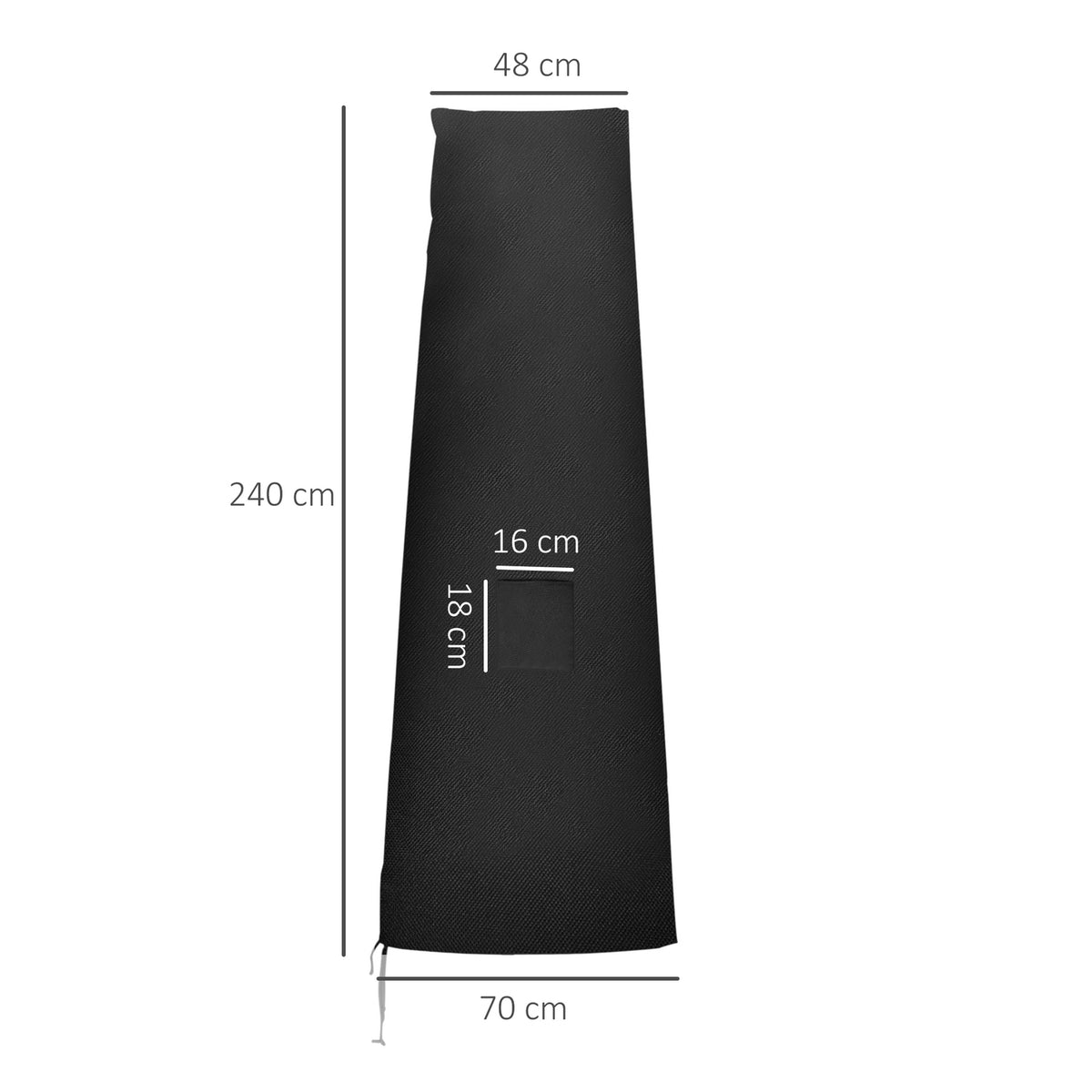 Parasol Protective Cover For Parasols Up To Ø400 Cm Cover Umbrella Protection Hood With Zip, Pocket Rod Oxford Fabric Black