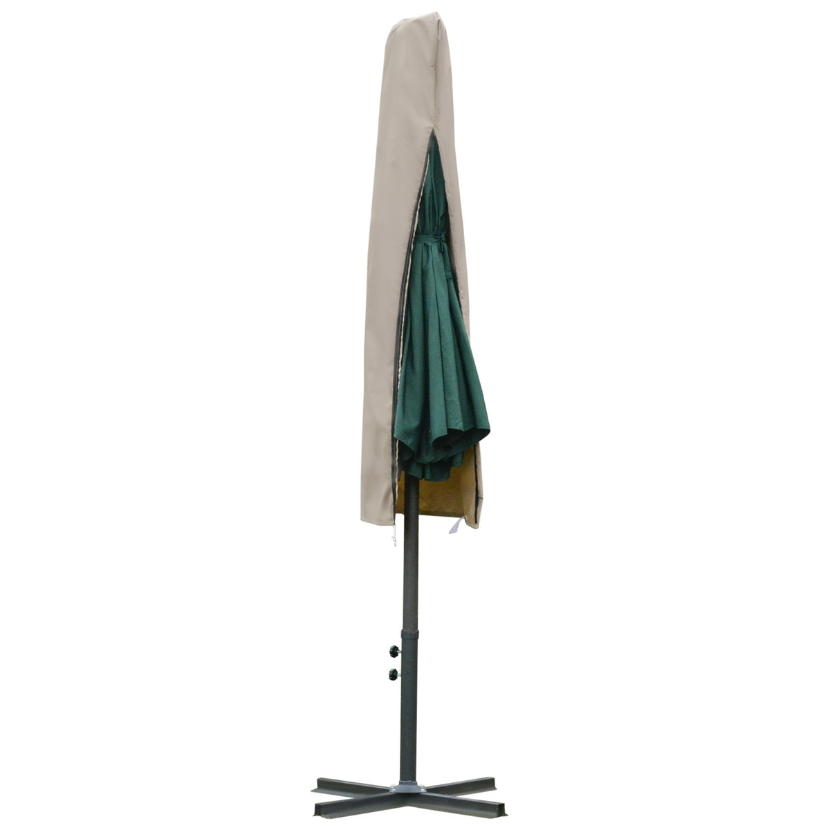Parasol Protective Cover, Weatherproof, Windproof, Rope Closure, Easy To Clean, Outdoor For Cantilever Umbrella, Diameter 63 X 164 Cm, Khaki