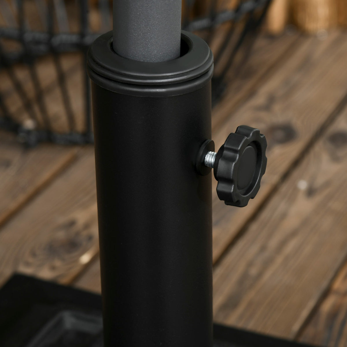 Parasol Stand 12 Kg Umbrella Base For Ø32/38/48 Mm Poles, Umbrella Stand For Garden, Balcony, Resin, Black 44 X 44 X 33 Cm