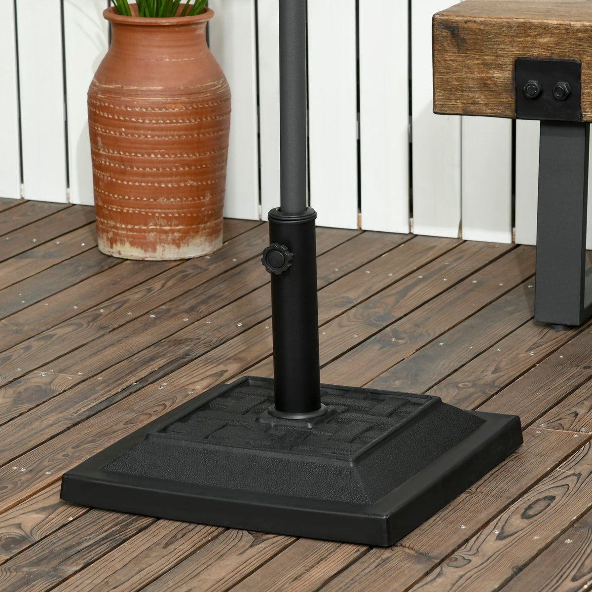 Parasol Stand 12 Kg Umbrella Base For Ø32/38/48 Mm Poles, Umbrella Stand For Garden, Balcony, Resin, Black 44 X 44 X 33 Cm