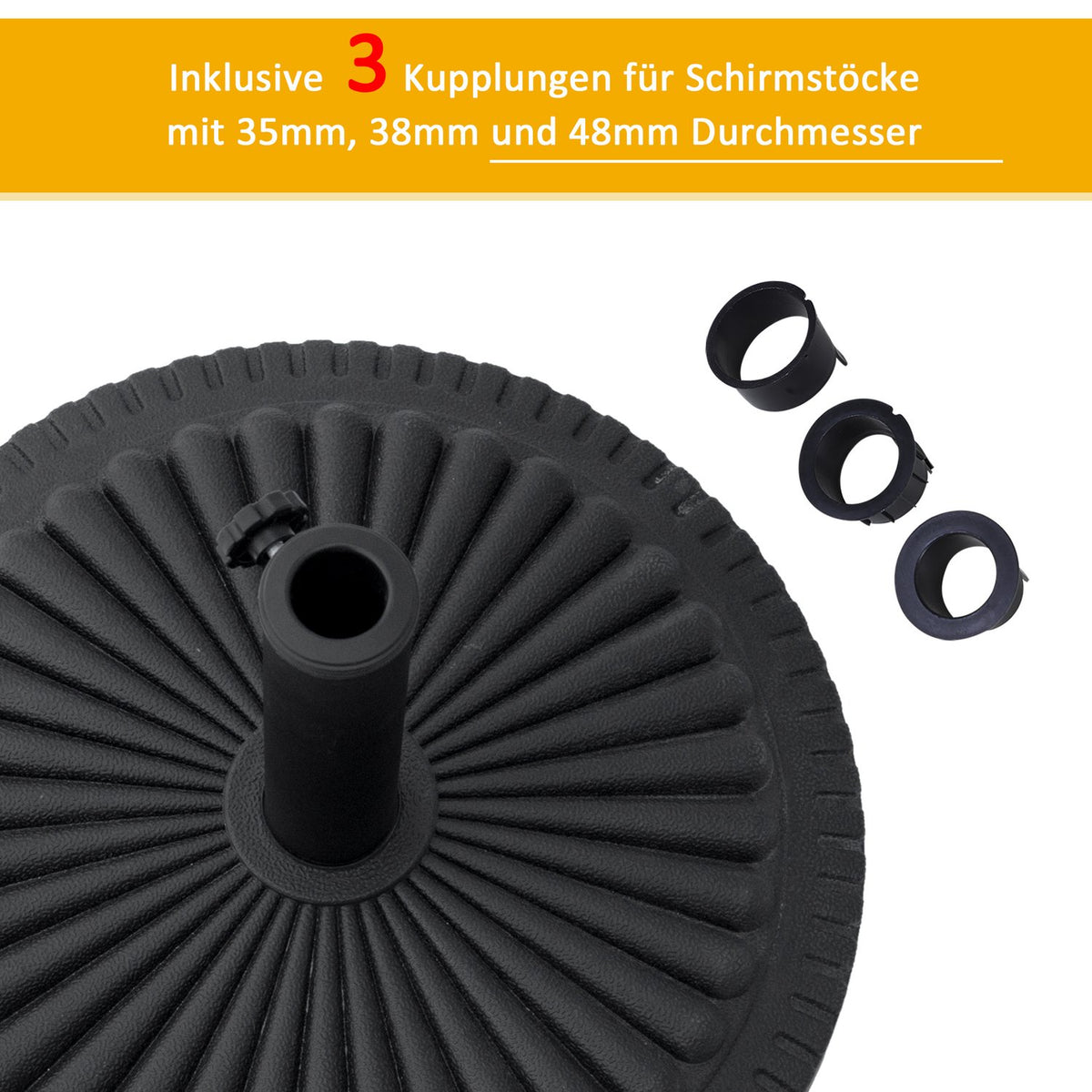 Parasol Stand 14 Kg Umbrella Stand For Parasol Round Umbrella Poles 35-48 Mm Parasol Base For Garden Terrace Cement Ø49 Cm