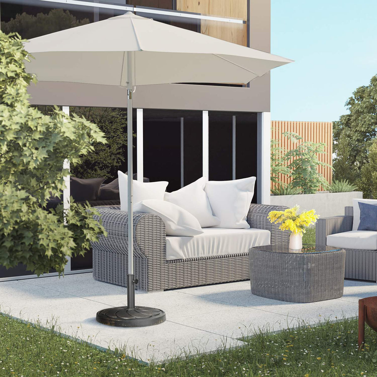 Parasol Stand 18Kg For Ø38/48Mm Umbrella Pole Round Garden Umbrella Stand Resin Bronze